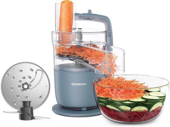 Compacte Keukenmachine - Alles in één - Maaltijden Bereiden - Direct op bord snijden - 1.3 Liter Kom - Zilver