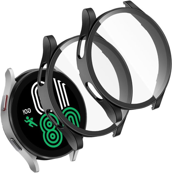 Compatibele Beschermcase voor Galaxy Watch 4 44 mm, Ultra Dunne Hard PC Case met Schokbestendige en Krastbestendige Tempered Screen Protector