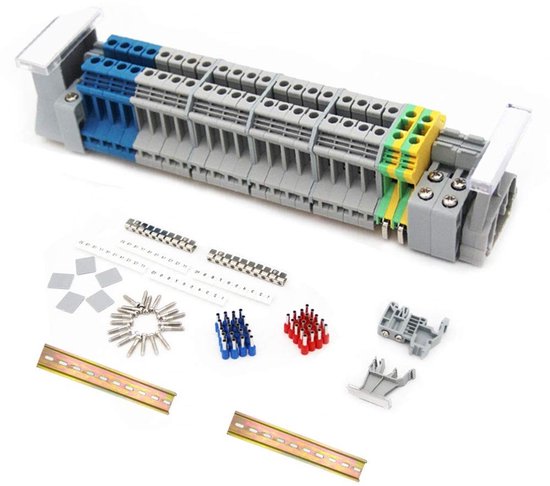 Complete Set DIN Rail Klemmen - Universele Terminal Blokken, Aarding Klemmen, en Behuizingen voor Efficiënte Installatie