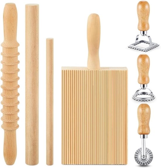 Complete Set voor het Maken van Pasta: Gnocchi Bord, Ravioli Stempel, Dumpling Maker en Rolling Pin voor Verse Pasta Thuis