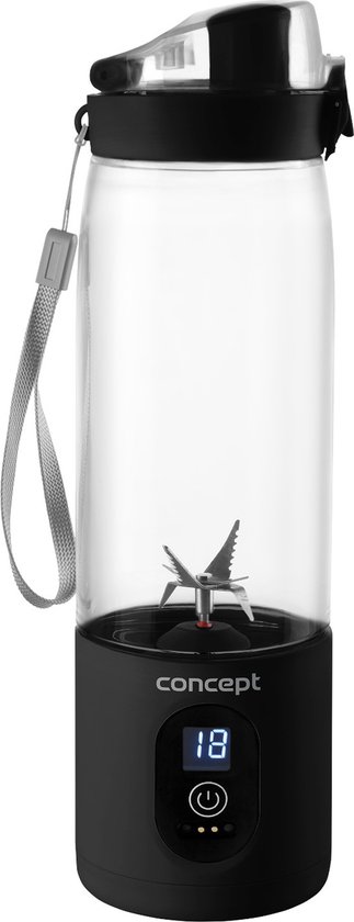 Concept SM4001 - FitMake - Draagbare Blender 600ml - oplaadbaar - Smoothie maker - Blender To Go - zwart van Merkloos