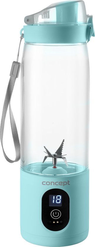 Concept SM4002 - FitMake - Draagbare Blender 600ml - oplaadbaar - Smoothie maker - Blender To Go - Blauw van CONCEPT