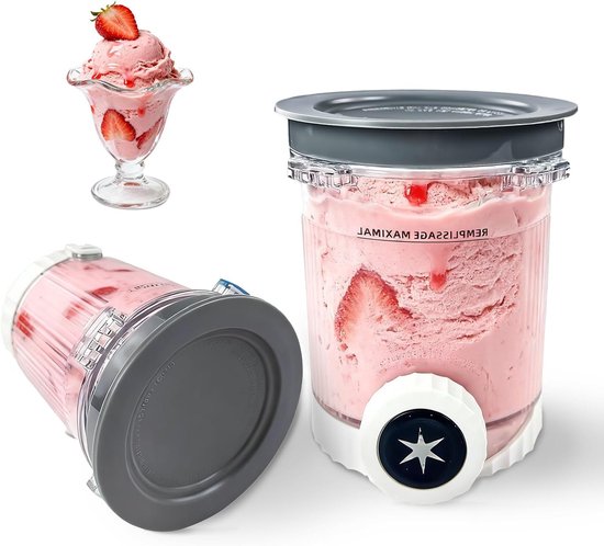 Containers voor 480ml IJs en Sorbet, Geschikt voor Ninja Creami Swirl NC700 en NC701EU, BPA-vrij en Vaatwasserbestendig