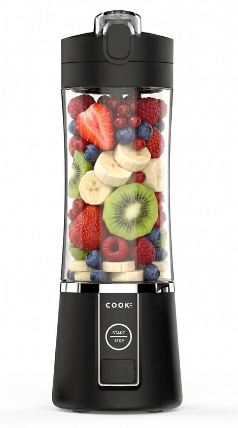 COOK-IT Draadloze Smoothie Blender 380ml - Oplaadbare Mini Blender - Smoothie Maker met Drinkbeker - Compact & Licht - Ideaal voor Onderweg van Media Evolution