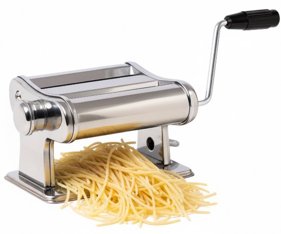 Cookinglife Pastamachine Italian - Robuuste Handmatige Pastamaker - Pasta Maker - Metaal Chroom - Zilver - Voor Lasagne & Spaghetti van Merkloos