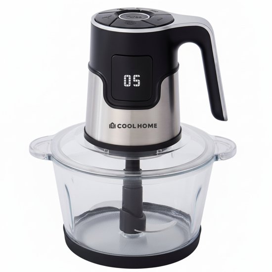 CoolHome Elektrische Hakmolen - 2.5 Liter Glazen kom - 600W - Zwart