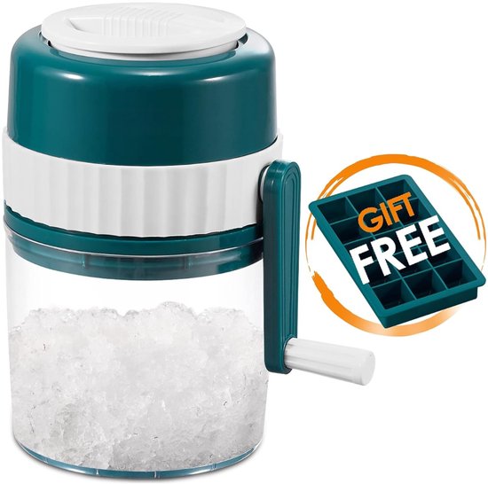 Core® IJscrusher - met IJsschep - Professionele Ice Crusher - 3 RVS Messen - IJsvergruizer Handmatig - Blauw - 12cm x 12cm x 21cm van Merkloos