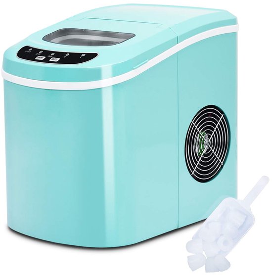COSTWAY Draagbare ijsblokjesmachine, ijsblokjesmaker maak 12 kg ijsblokjes per 24 uur, 9 ijsblokjes klaar in 6-13 minuten, 2,2 L watertank 0,7 kg ijs opslag met ijs schep en mand, ijsmachine voor thuis, kantoor (Groen) van Merkloos