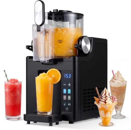 COSTWAY Slush-machine, 1,5 liter, geen ijs nodig, slush-ijsmachine met led-touch-bediening, 4 modi en zelfreiniging, voor slush, softijs, frappés en frozen cocktails