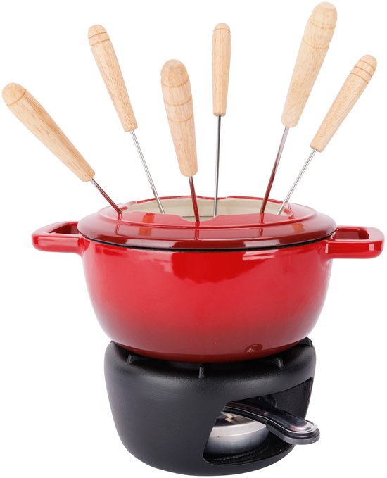 Cosy & Trendy Fondueset Fontestic Traditional Red 1,7 liter Ø 18 cm Gietijzer - Geschikt voor 6 Personen