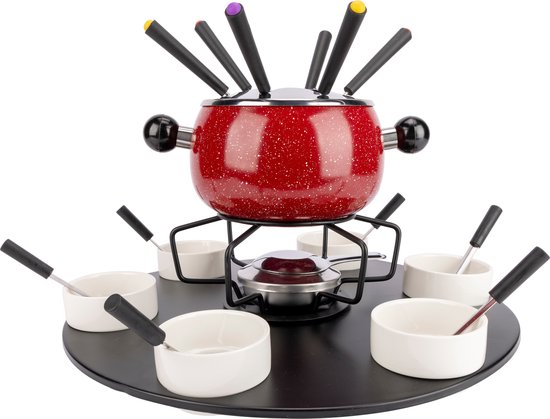 Cosy&Trendy Fondue set met 6 vorken - Emaille - Ø 16cm
