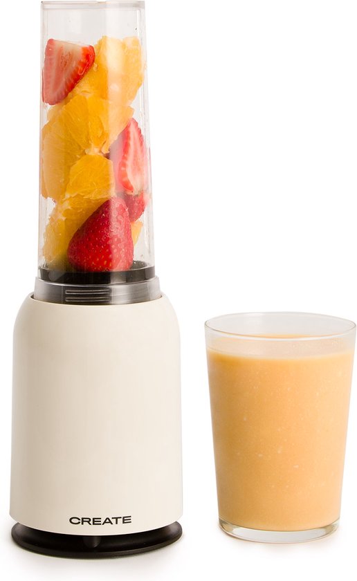 CREATE - Draagbare Glazen Blender - Sappen, Shakes of Smoothies - 400ml - Gebroken wit - MOI SLIM van Merkloos