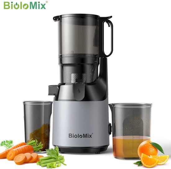CreateEcom sapcentrifuge - fruitpers - sapcentrifuges groenten en fruit - koude pers-sapcentrifuge - met 130 mm invoergoot - geschikt voor hele groenten en fruit - hoge sapopbrengst - BPA-vrije langzaam kauwende sapcentrifuge van CreateEcom