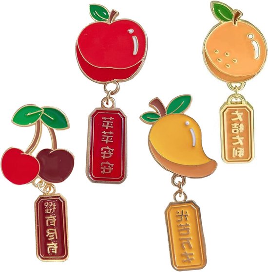 Creatieve Fruitspeld Set van 4, Kersen Speld voor Meisjes en Vrouwen, Uniek en Stijlvol Accessoire