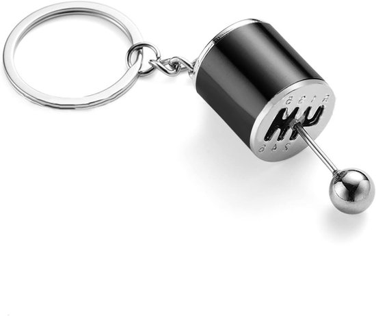 Creatieve Sleutelhanger in de Vorm van een Versnellingspook voor Auto's, Mini Versnellingsknop Sleutelhanger van Metaal, Perfect Cadeau voor Mannen (8*7*3cm - Zwart) van Merkloos