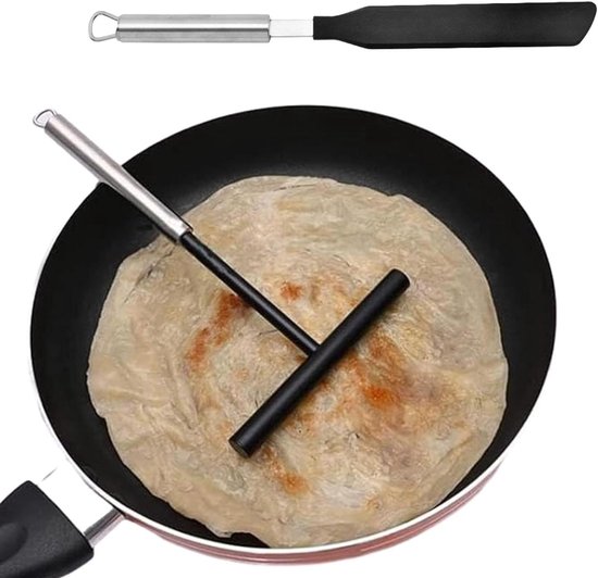 Crêpe Pan Set - Pannenkoek Gereedschap - Gelijkmatig Beslag - Roestvrij Staal - 34 cm Spatel - Zilver