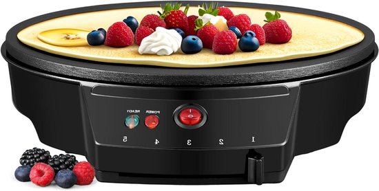 Crêpes Maker - Pannenkoekenpan Elektrisch - Lekkere Pannenkoeken Maken - Cool-Touch Handgreep - 30 cm Diameter - Grijs