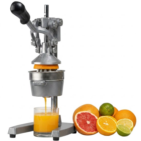 Crestone - Sinaasappelpers - Citroenpers - Limoenpers - Anti Slip - Handmatig - Gietijzer - Pulpfilter - Gebruikt in de Horeca - Grijs