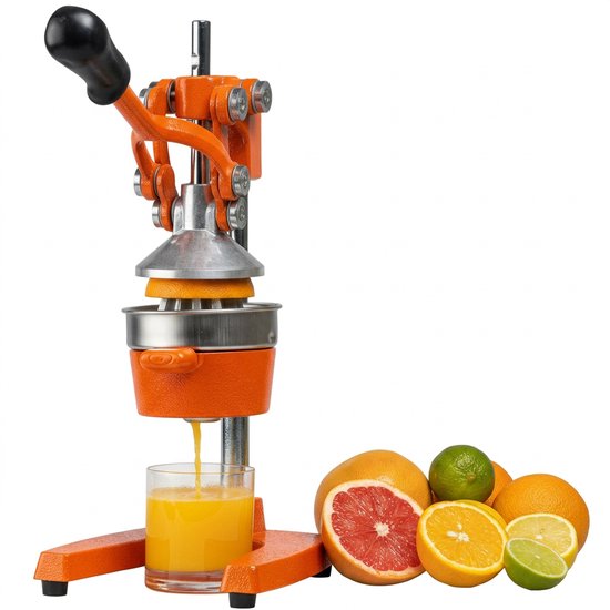 Crestone - Sinaasappelpers - Citroenpers - Limoenpers - Anti Slip - Handmatig - Gietijzer - Pulpfilter - Gebruikt in de Horeca - Oranje