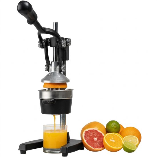 Crestone - Sinaasappelpers - Citroenpers - Limoenpers - Anti Slip - Handmatig - Gietijzer - Pulpfilter - Gebruikt in de Horeca - Zwart