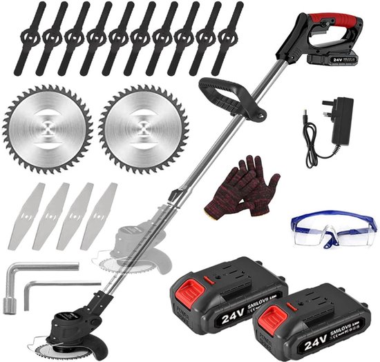 CRLYN® Onkruidborstel Electrisch - Bosmaaier - Grastrimmers met Accu - Zwart en Rood van CRLYN