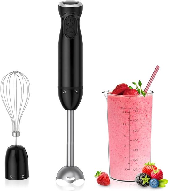 CRLYN® Staafmixer Set - Hakmolen - Groentesnijder - Soepmaker - Draadloos - Zwart