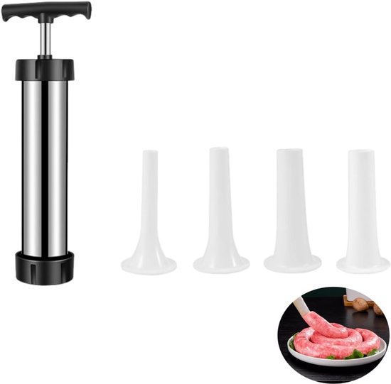 CRLYN® Worstenvuller - Worstenmaker Machine - Handmatig - RVS - Zilver en Zwart van CRLYN