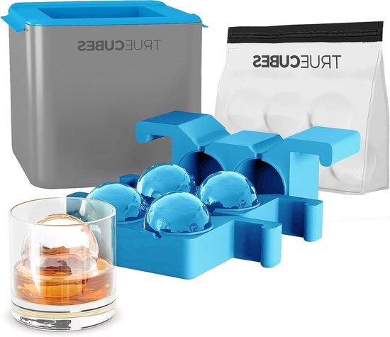 Crystal Clear Ice Globe Maker - 4 Large Clear Ice Balls for Cocktails, Drinks & Whisky - BPA Free Silicone Balls for Bulbs - Whisky Gifts for Men