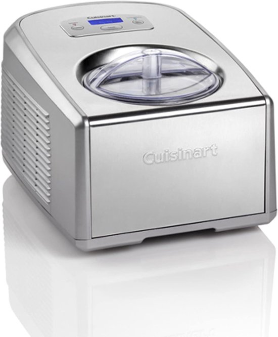 Cuisinart ICE100E Ice Cream & Gelato Professional Ice Maker, 1.5L Content, Stainless Steel, 2 Mixing Arms [Ice Cream/Italian Ice Cream], Professional Compressor System
