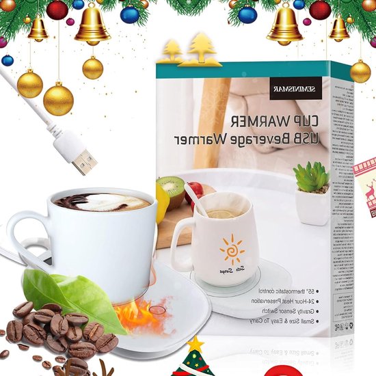 Cup Warmer voor Dranken - USB Koffiewarmer met Temperatuur tot 55°C, Geschikt voor Keramische en Glazen Bekers, Ideaal voor Koffie en Thee van Merkloos