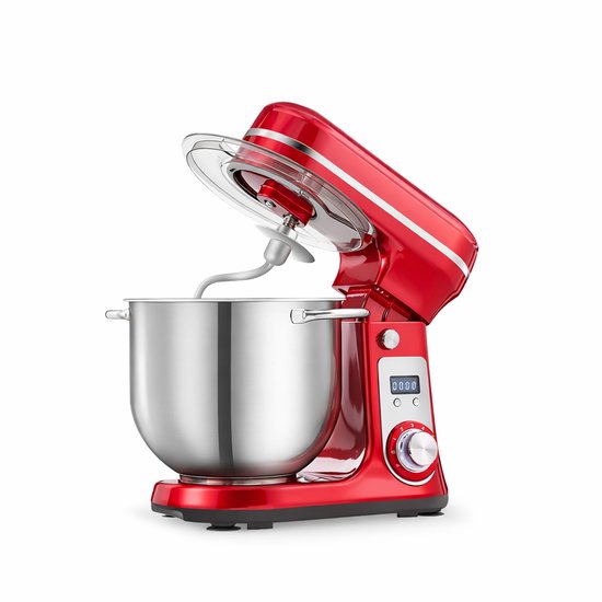 CYRO - Deegmachine - Kneedmachine - Elektrische Deegmixer - Keukenmachine - 6L - 6 Versnellingen - RVS - Stille Motor - Rood van Merkloos