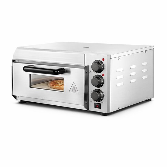 CYRO - Pizzaoven - Pizza Oven - Pizza Oven Elektrisch - Elektrische Pizza Oven - Roestvrijstaal - met Steen - 36 CM - Zilver
