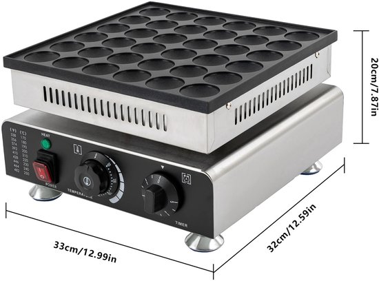 D&A Poffertjespan - Poffertjespan elektrisch - Poffertjesmaker - Elektrische poffertjesmaker - Elektrisch - 36 Stuks - 900 Watt