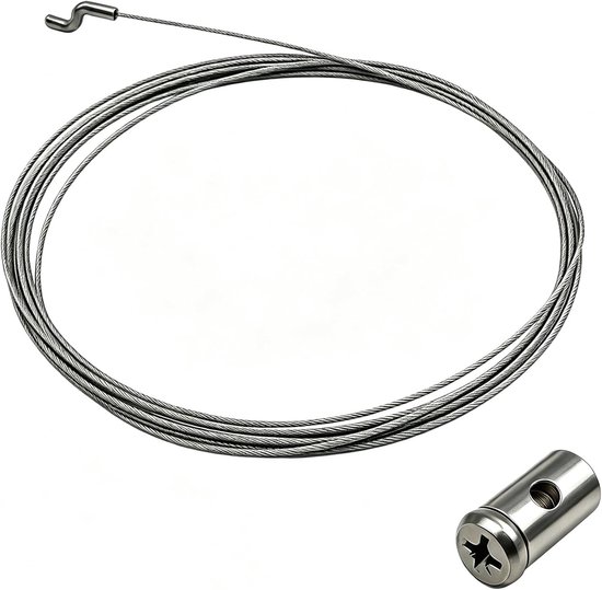 d'Accélérateur Tondeuse Universel 1.5m - Kit de Réparation Câble de Gaz avec Embouts Z et S & Serre-Câble - Compatible avec Tondeuse à Gazon, Motoculteur, Débroussailleuse - Fil Acier Résistant