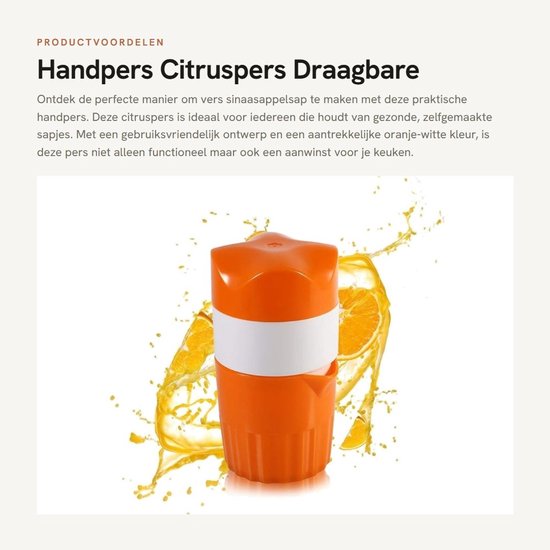 Dailygoods- Citruspers Handmatig - Draagbare Citruspers - RVS Citruspers - Efficiënte Sapcentrifuge - Food Grade ABS - Stijlvol Ontwerp