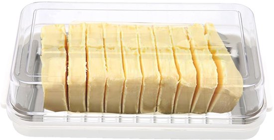Dailygoods - Dailygoody - Botersnijder - 2-in-1 Botersnijdercontainer - Transparant deksel - Wit - Kaasbewaardoos - Perfect voor de keuken - Ideaal voor opslag