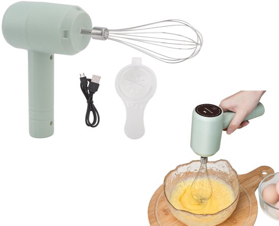 Dailygoods - Dailygoody - Elektrische Handmixer - Draadloze Mixfunctie - Krachtig en Draagbaar - Lichtcyaan - USB Oplaadbaar - Ideaal voor Thuisbakkers - Handig vo...