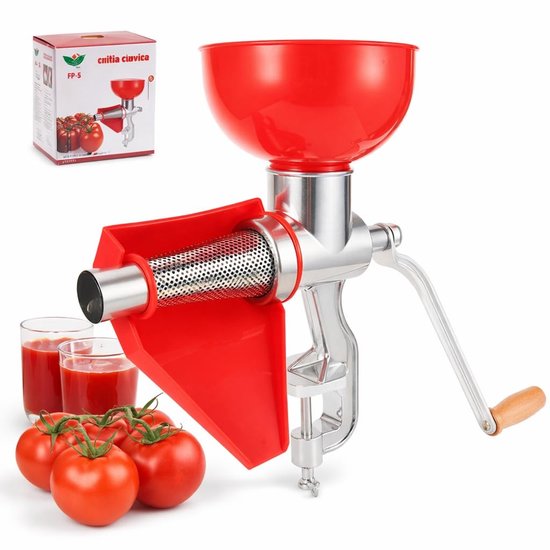 Dailygoods - Dailygoody - Handmatige Tomaten Sapcentrifuge - Aluminium Legering - Voor Tomatensaus en Sinaasappelsap - Rood - Fruit en Groenten - Ideaal voor Huish