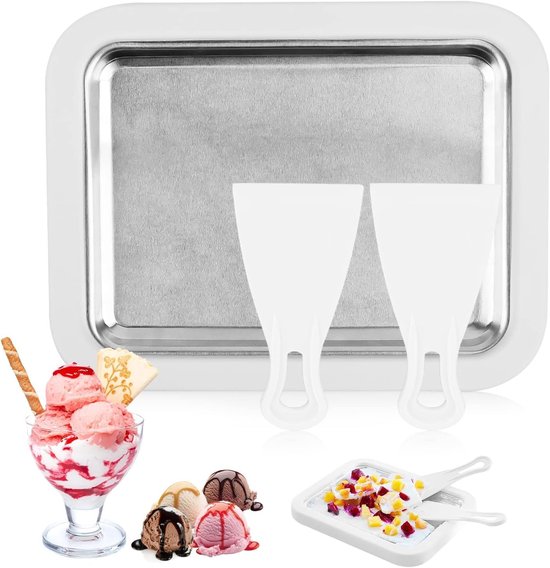 Dailygoods - Dailygoody - IJsrolpan - IJsrol Maker - Zelfgemaakte Gerolde Roomijs - Wit - IJsyoghurt - Ideaal voor Gezinnen - 22,5 x 17,5 cm