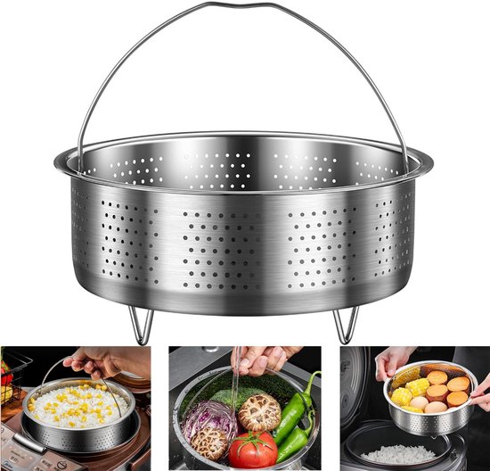 Dailygoods - Dailygoody - Stoomkorf - Roestvrijstalen stoominzet - Duurzaam en veilig - Rond 16,5 cm - Voor groenten en fruit - Ideaal voor stomen - Vaatwasserbest