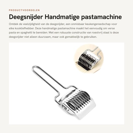 Dailygoods- Deegsnijder roestvrij staal - Handmatige pastamachine