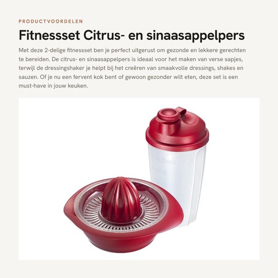Dailygoods- Fitnessset 2-delig - Citruspers/Sinaasappelpers - Dressingshaker - Kunststof - Inhoud 0,5 l - Maatverdeling - Keukengadgets