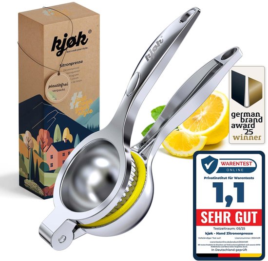 Dailygoods- Handcitruspers Glanzend Chroom - Handmatige Citruspers - Grote Metalen Pers - Geschikt voor Citroenen/Limoenen/Sinaasappels - Duurzaam Ontwerp - Ideaal voor Keuken