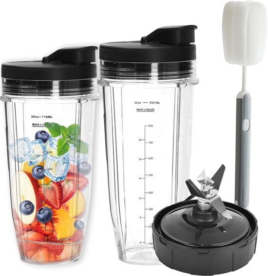 Dailygoods- Mixer Vervangende Bekers 32oz/24oz - Blender Accessoires - Praktische Oplossing - Geschikt voor Ninja - Makkelijk Mengproces - Ideaal voor Smoothies/Eiwitshakes - Blenderbeker van Dailygoods