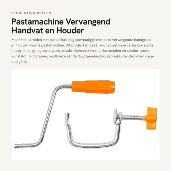 Dailygoods- Pastamachine Vervangend Handvat - Handgreep - Houderset - Gereedschap - Duurzaam - Geschikt voor verschillende soorten pasta - Pastamaker