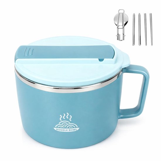 Dailygoods- Ramenkom Dubbele Laag - Roestvrij Stalen Noedelschuim - Innovatief Antiscalding Ontwerp - Functioneel Deksel - Telefoonsleuf - Maximaal Warmte-isolatie - Noedelkom