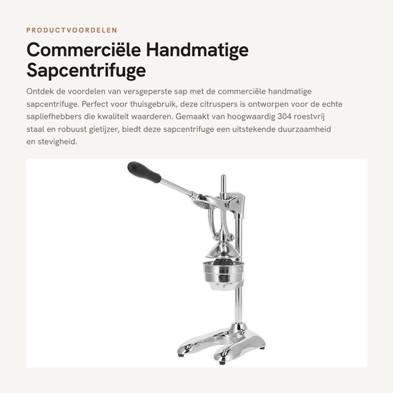 Dailygoods- Sapcentrifuge Handmatig - Professionele Citruspers - Roestvrij Staal - Duurzaam Gietijzer - 20% Meer Sap - 9,8 x 7,9 x 19,3 Inch - Juicer
