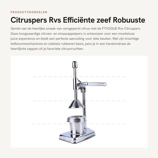 Dailygoods- Sinaasappelpers RVS - Handpers - Efficiënte Zeef - Krachtige Hefband - Antislip Basis - Eenvoudige Reiniging - Citruspers
