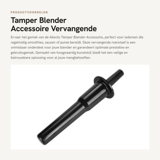 Dailygoods - Tamper Blender Accessoire - Vervangende Roerstaaf - Kunststof - Blender Onderdelen - Veilig en Betrouwbaar - Geschikt voor Puree