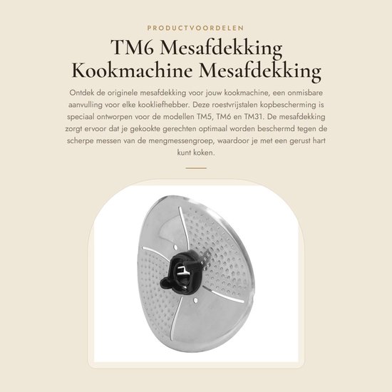 Dailygoods - TM6 Mesafdekking - Kookmachine Mesafdekking - Bescherming voor Snijder - Roestvrijstalen Deksel - Geschikt voor TM5 TM6 TM31 - 19,3 x 17,... van Dailygoods